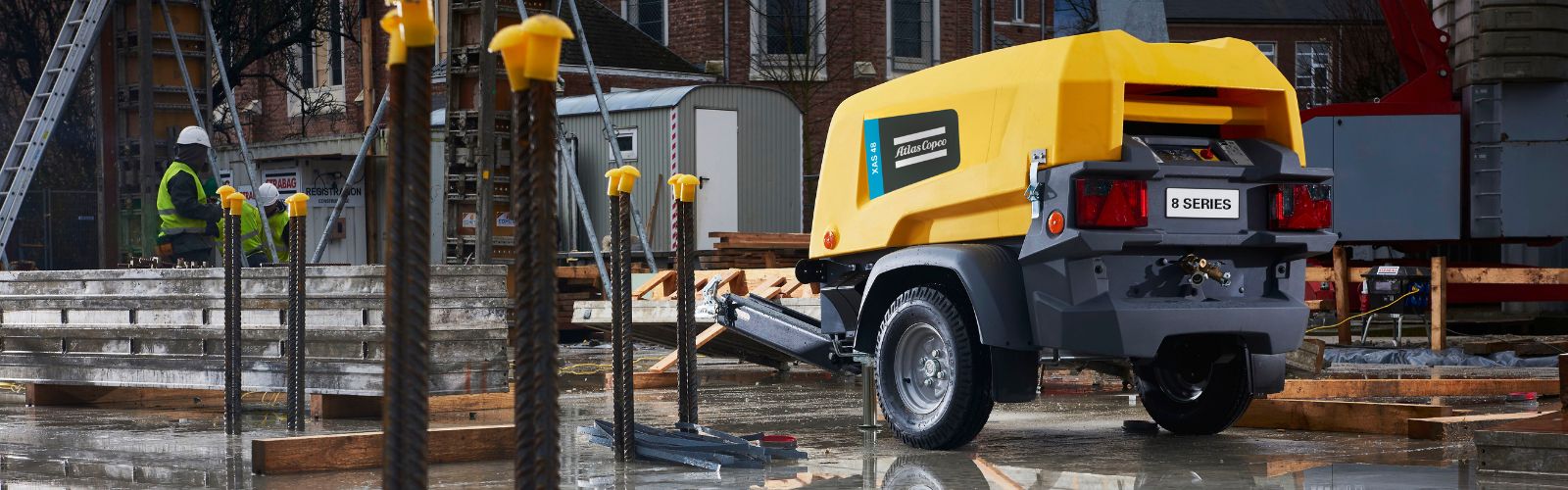 air compressors in use at a work site